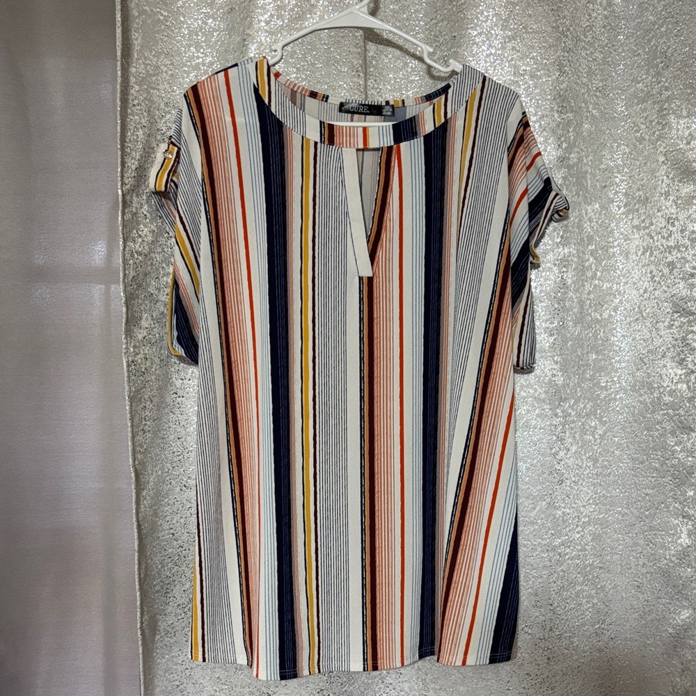 Chic Striped Women's Blouse - Multicolor